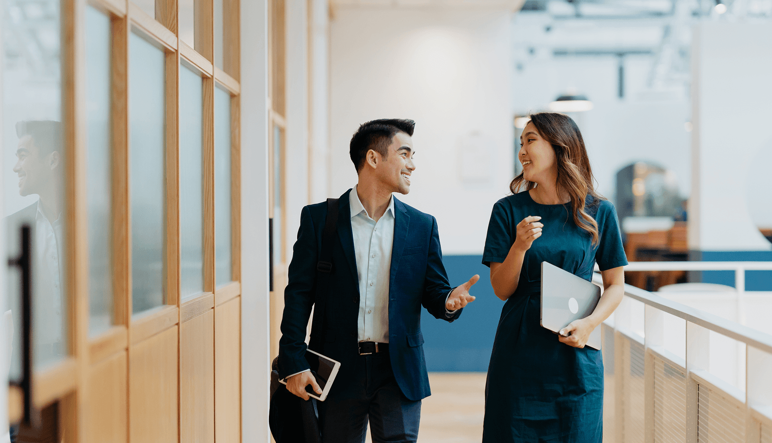 Professional couple in conversation